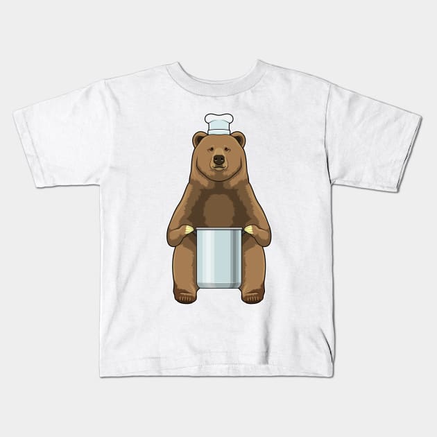 Bear as Cook with Cooking pot Kids T-Shirt by Markus Schnabel